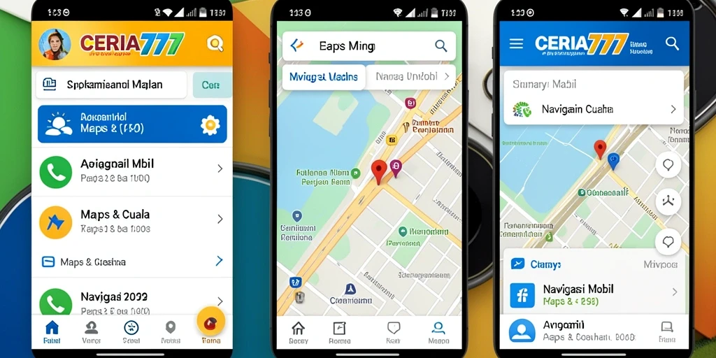 Antarmuka aplikasi CERIA777 yang intuitif untuk navigasi mobil.