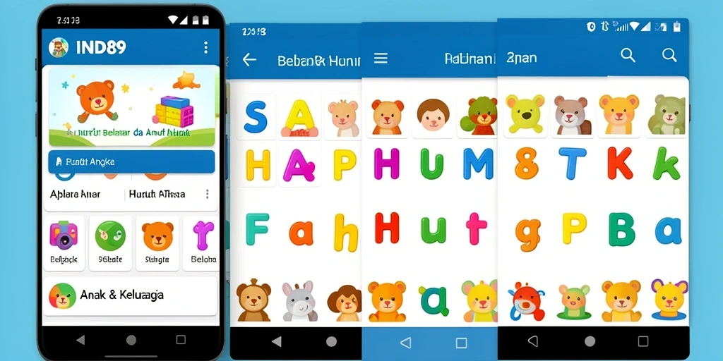 Tampilan antarmuka aplikasi Belajar Huruf Angka yang menarik.