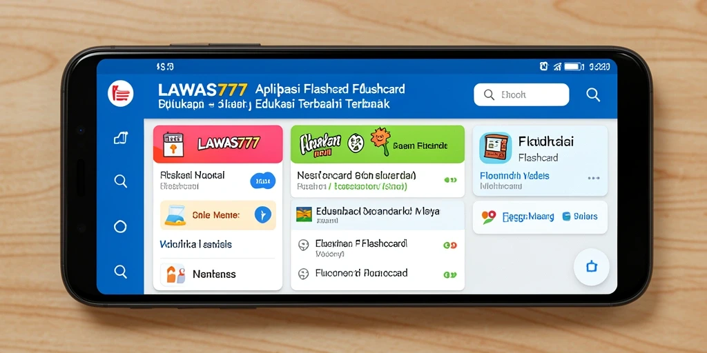 Antarmuka aplikasi LAWAS777 yang menarik untuk belajar Flashcard.