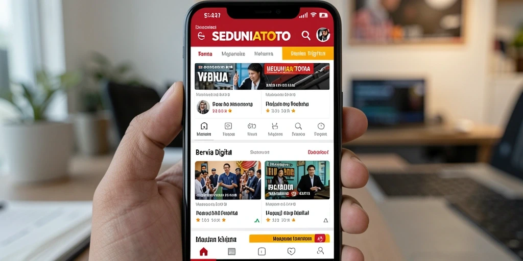 Tampilan antarmuka aplikasi SEDUNIATOTO yang modern dan menarik