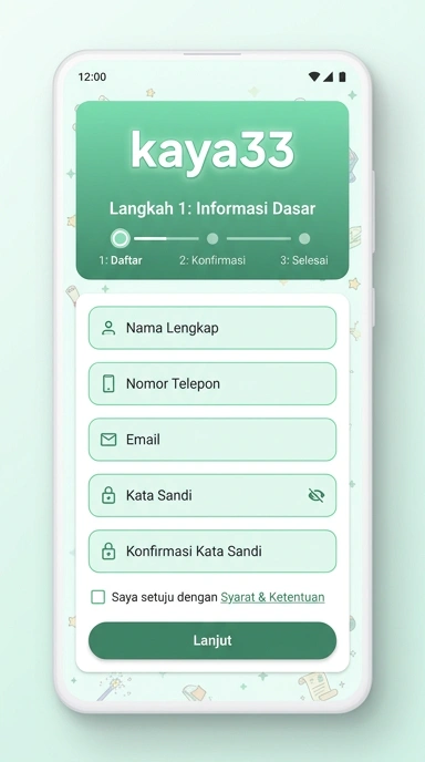 Tampilan halaman daftar kaya33
