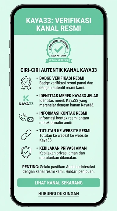 Tampilan kanal resmi kaya33